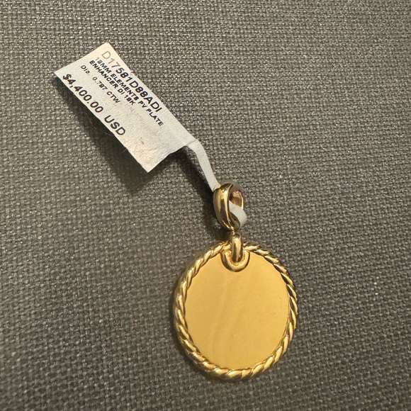 NWT David Yurman 18K Yellow Gold DY Elements® Pavé Diamond Disc Pendant - Picture 8 of 11